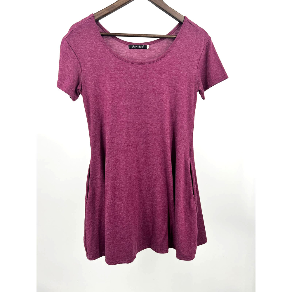 Sanifer T-Shirt Dress Women's Size Small Purple Short Sleeve
